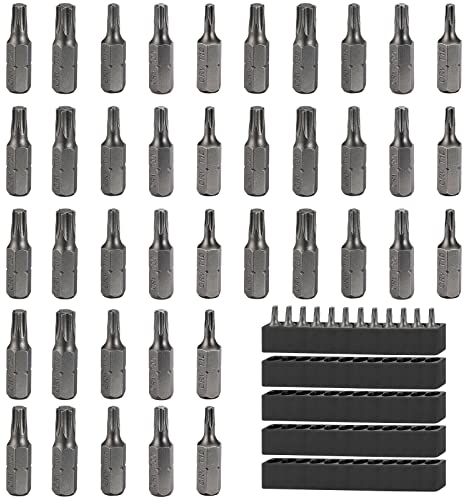 50 Stück Torx Bit Set Ersatz Bits Torx Tamper Resistant Bitsatz mit 5 Stück Speicherstreifen Für Gängige Schrauberbits