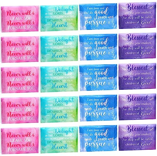 PerKoop 100 Pack Pocket Tissues Travel Slim Packs Small Facial Tissues Wallet Size Toilet Paper for Travel Guest Wedding Supplies, 4 Styles(Inspirational Watercolor)