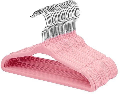 ManGotree Baby-Kleiderbügel aus Samt, Kleinkind-Kinderbügel mit Drehbarem Haken, Gekerbtes Schulter Design für Kinder und Kinderkleidung (30 Stück, Rosa)