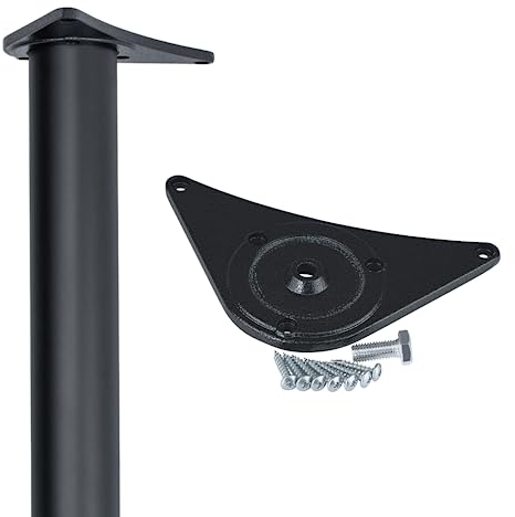 Gedotec Pied de table en métal noir mat D 60 mm - Extrêmement stable - 1 pied de table réglable en hauteur 710 mm + 30 mm avec matériel de fixation - Pieds de bureau - Pieds de table