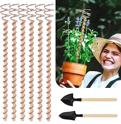 Electroculture Plant Stakes, 6 Pack 17 Long Electroculture Gardening Copper Coil Antennas for Growing Garden, Plants and Vegetables, High-Yield, Eco-Friendly, Growing Healthy and Fast