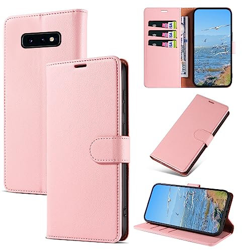 KKEIKO Coque pour Samsung Galaxy S10e, Antichoc Magnetique Étui à Rabat avec Porte Cartes, Portefeuille Housse en Cuir PU pour Samsung S10e, Rose