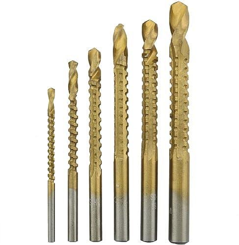 Brocas helicoidales HSS con revestimiento de titanio, CHENJIN 6 piezas, 3-8 mm, broca de corte lateral dentado, herramientas de carpintería para agujero de madera de metal de plástico