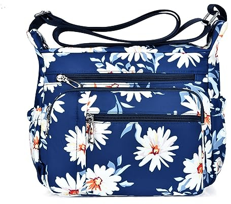 HERCMNOY Umhängetasche für Damen, mehrere Taschen, lässige Reisetasche, Handtasche, Umhängetasche, Kuriertasche, gänseblümchen, 11.0inch