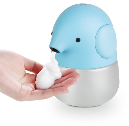 WUYOR Automatischer Sensor Seifenspender, Cartoon Elefant Seifenspender Automatisch für Kinder, 300ml wasserdichte Handwaschmaschine Berührungslos geeignet für Küche, Badezimmer