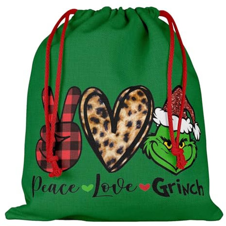 Grinches Bag | 2023 Weihnachten Halloween Grüne Tasche | Grinches Weihnachtsbaum Dekoration Tasche | doppelseitig bedrucktes Geschenkpapier | Wiederverwendbare Kordelzugbeutel für Weihnachten