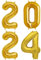 ballonfritz® Ballon Zahl 2024 Set in Silber/Gold - XXL 40/102cm - Folienballons für Luft oder Helium als Geburtstag Geschenk oder Silvester Party Dekoration (Gold)
