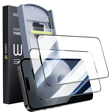 WSKEN Schutzfolie für iPhone 14 Pro Max 6.7 Zoll, HD Klar [Auto Dust-Elimination] 9H Härte Schutzglas Vollständige Deckung Displayschutz Folie Zubehör Bläschenfrei,Kratzfest,2 Stück