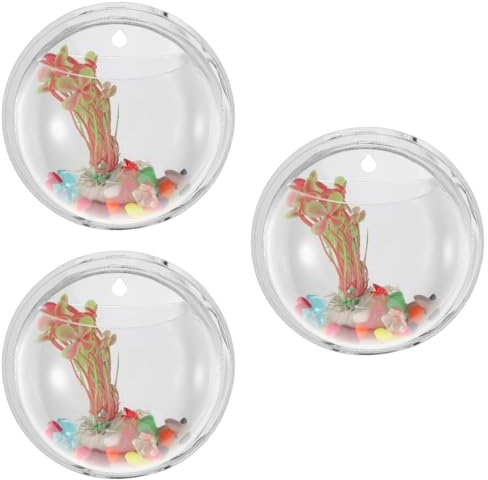 FRCOLOR 3stücke Wall-Mounted Acrylic Hydroponic Vase Decorative Fish Tank for Home Decor Creative Random Style Wall Hanging Container for Plants and Flowers