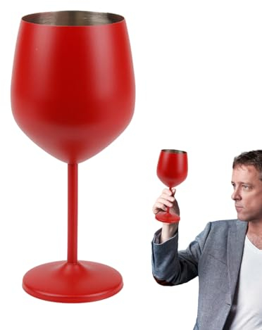 ZORQ Copas de vino con tallo, copas altas de acero inoxidable de metal para vino, vasos con tallo con buen brillo para restaurante, fiesta, bar y familia