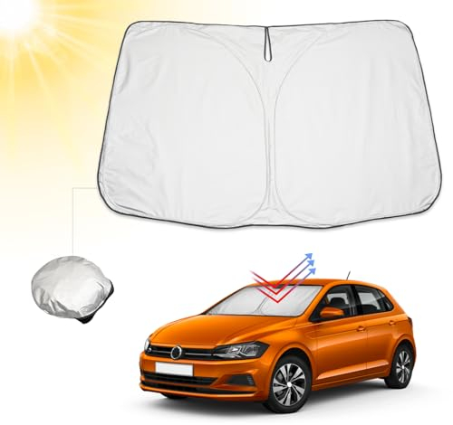 BIBIBO VW Polo VI - Funda para parabrisas de coche compatible con VW Polo MK6 a partir de 2020, parasol para parabrisas delantero, parasol plegable contra rayos UV
