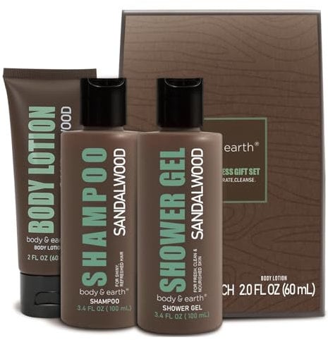Gift Set for Men Bath and Body Wash Set Includes Sandalwood Shower Gel, Body Lotion, Shampoo,Self Care Gifts for Men,Fathers Day Gifts,Birthday Gift Valentines Gifts for Him,Fathers Day Gifts
