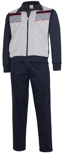 Herbold Sportswear Herren Trainingsanzug Jogginganzug Freizeitanzug (DE/NL/SE/PL, Numerisch, 58, Regular, Regular, Standard, marine-grau-rot)
