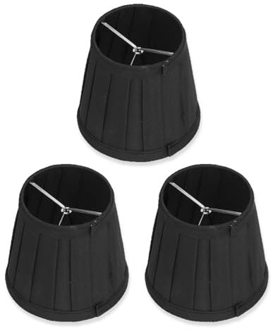 Juego De 3 Pantallas Para Lámpara, Pantallas Para Lámparas Pequeñas Con Clip, Pantallas Para Lámparas De Araña, Pantallas De Tela De Barril Para Luz De Pie Y Lámpara De Mesa(Negro)
