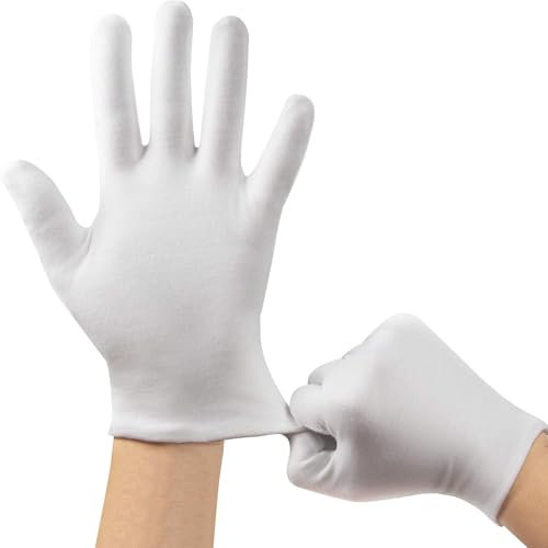 3Pairs Cotton Gloves for Dry Hands Sleeping, White Cotton Eczema Gloves Breathable Machine Washable Cloth for Men and Women