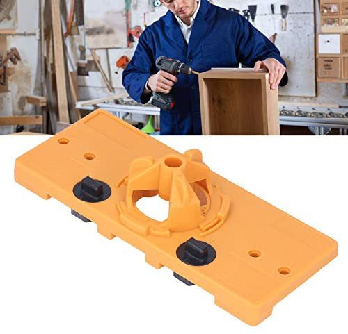 35mm Drilling Guide Cutter Bit Set, Concealed Hinge Jig Kit Closet Door Hole Jig Puncher Hinge Drilling Hole Router Jig for Face Frame Cabinet Cupboard Door Hinges (Yellow)
