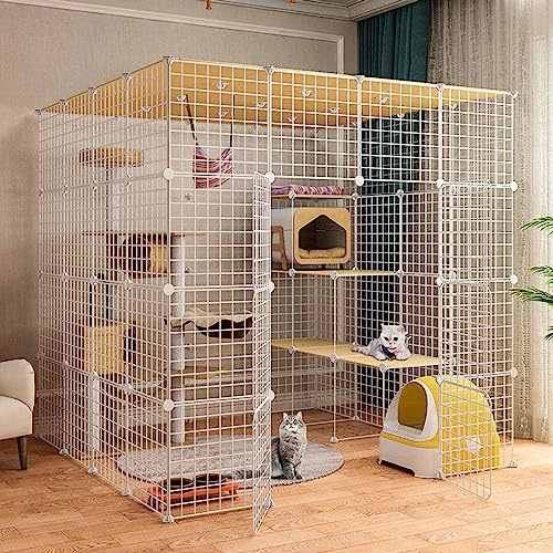 Gabbia per gatti extra large, in filo metallico staccabile, per 1-3 gatti, spaziosa e sicura, per uso interno, facile da montare e pulire
