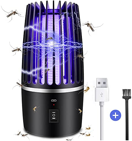 Bubbacare Lámpara Antimosquitos Eléctrico, 4000mAh Recargable Matar Repelente de Insectos Interior Exterior lampara Antimosquitos Anti Mosquitos Control de Plagas para Patio Trasero Camping