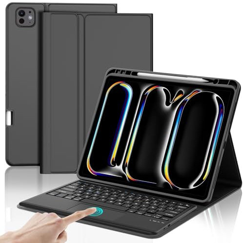 IVEOPPE Coque Clavier iPad Pro 13 Pouces 2024 avec Trackpad, Coque Clavier Touchpad Détachable sans Fil AZERTY pour iPad Pro 13 2024, Noir