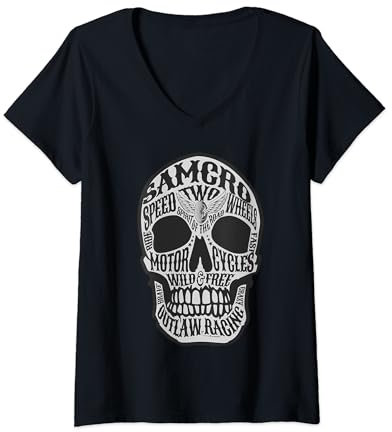 Damen SAMCRO Jax Teller Biker SOA Samcro Motorrad Club Bike T-Shirt mit V-Ausschnitt