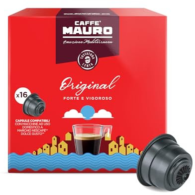 Caffè Mauro Mélange Espresso Original intensité 10/10-48 Capsules - Compatibles avec les machines à café de la marque Nescafé* Dolce Gusto* - Produit en Italie (lot de 3 x 16)