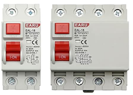 HBDCRJGE Disjoncteur électromagnétique à Courant résiduel, 2P 4P 10/30/100/300mA Type A RCCB RCD ELCB, disjoncteur différentiel, interrupteurs de sécurité(4P 10A,30mA)