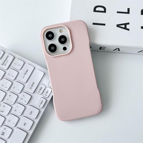 FORLUZ Custodie per telefono senza cornice in pelle PU tinta unita per iPhone 13 12 14 15 Pro Max Plus Business Camera Protection Cover, rosa sabbia, per iPhone 12