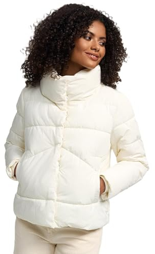 MARIKOO Damen Winterjacke (XS-3XL) - 4 Taschen, hochstehender und gefütterter Kragen, Steppjacke, Warme Jacke Frauen - N022 (3XL, Offwhite)