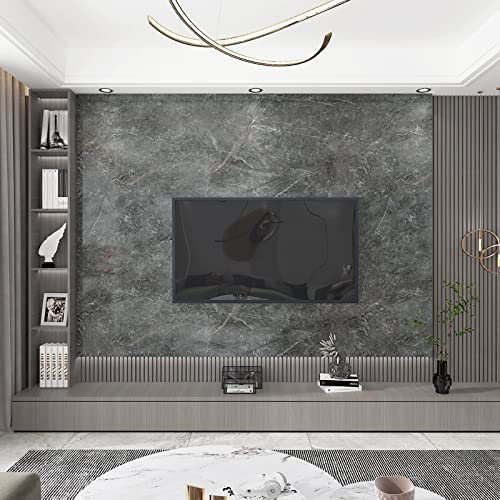 TOTIO Vinylfolie aus grauem Marmor, 81,3 x 800,1 cm, hellgrauer Granit-Effekt, Vinyl, glänzend, dickes Kontaktpapier, abziehen und aufkleben, wasserdicht, öldicht, Küchenarbeitsplattenabdeckung