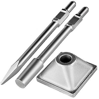 Jack Hammer Toolset with Hex Shank Sharp Chisel and Compactor Plate Suitable for Lawn Leveling Tamper and Asphalt Tools,Better Corrosion Resistance