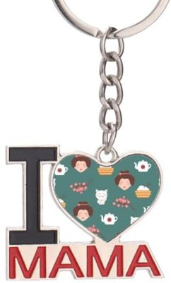 no/no cat rice teapot japan Keychain Metal Keyring Holder Love MAMA Mother