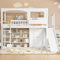 Zubaliya Lit superposé Enfant 90x200 avec Toboggan et Armoire,lit Mezzanine 1 Place 90x200 avec Rangement,lit Enfant avec barrière de sécurité,avec échelle à Quatre marches,Blanc