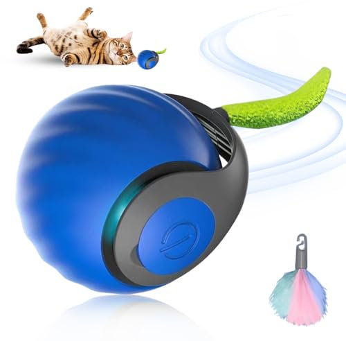 GMTEO Chewie Rolling Ball, 2025 Neu Katzenspielzeug Elektrisch Magic Ball Hund Interaktives, Hundespielzeug Intelligenter Automatischer Rollball für Katzen Hunde (Blau)
