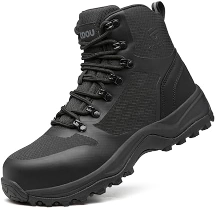 KOIFISH Scarpe Antinfortunistiche Uomo Donna Alte Leggere Scarpe da Lavoro Punta in Acciaio Comode Antiscivolo Scarpe Sicurezza Traspiranti C28/Nero46