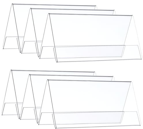 TOPPERFUN 6Pièces Support de Nom Acrylique Transparent pour Bureau Conférences et Événements Porte Étiquette Chic et Pratique pour Affichage des Noms des Invités