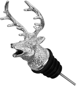 Tyatiyzn Weinausgießer Mit Hirschkopf, Weinverschluss Mit Hirschkopf, Versilberter Weinausgießer Weingeschenk, Geeignet für Wein, Champagner und Flaschendekoration