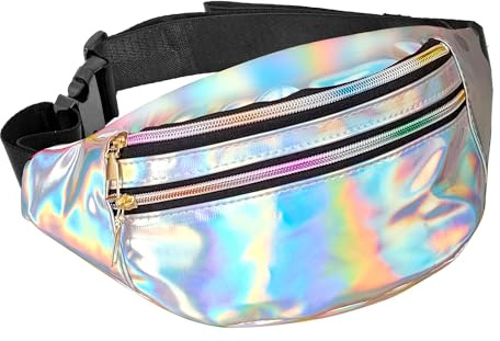 W WIDMANN MILANO Party Fashion - Holografische Gürteltasche | Bauchtasche, irisierendes Design für Festivals, Karneval und auffällige Party-Looks