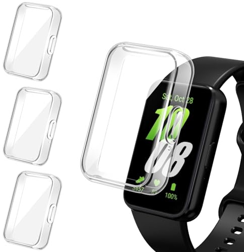 ivoler 3 Stücke Hülle mit Schutzfolie für Samsung Galaxy Fit 3, Vollständige Abdeckung Stoßfest Kratzfest Schutzhülle Ultradünne Weiche TPU Displayschutz Case, Transparent