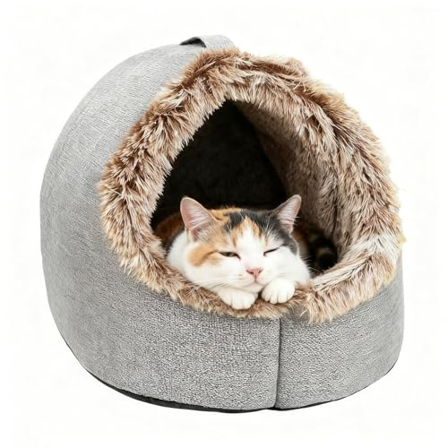 Panier pour Chat Fermé - Nid Chaud Et Apaisant avec Poignée,Petit Lit Chien Et Caverne Chat - Chiot Petit Chien Intérieur Chambre Salon Balcon Maison Appartement