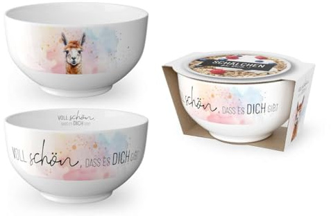Rungassi Müsli-Salat-Dessert-Schale Schüssel Bowl la vida Geschenk Themenwelt Tierische Freunde (Weiß - Lama - 9558061)