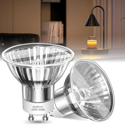Lamptobe 50W Candle Warmer Lamp Bulb, MR16 GU10 Reflector Bulb for Wax Melt Lamp Wax Burner, 2 Pin GU10 Spotlight Bulbs Warm White 2700K, AC 220-240V, 2 Pack