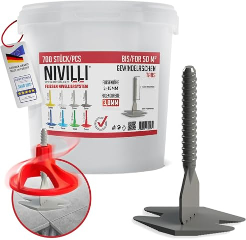 Nivilli SPINNY - ein technisch hochwertiges Nivelliersystem für Fliesen, Outdoor-Platten und Natursteine. DAS BESTE ZUM GÜNSTIGEN PREIS! (3mm /3-15mm Laschen 700x)