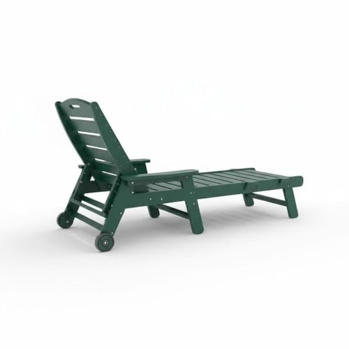 Garvee Outdoor-Liegestuhl Mit Rollen, Sonnenliege Mit 5-Fach Verstellbarer Rückenlehne Und Flacher Liegeposition Mit Armlehne Und Getränkehalter, Wetterfest Für Pool, Terrasse Und Strand