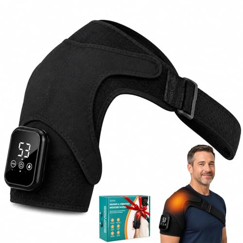 Xloapoo Schultermassagegerät – Triple-Methode mit Wärme & Vibration | Nacken- & Schulter-Massagegerät mit Bandage & Gurt. Lindert Verspannungen – Geschenk für Papa & Mama.