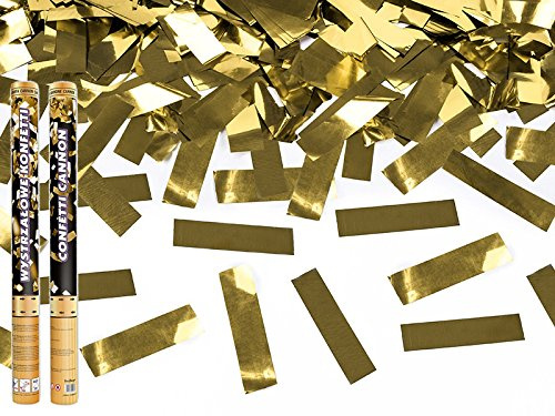 12 Konfetti-Kanonen 60cm zur Hochzeit, Party oder Geburtstag (Folie Gold)