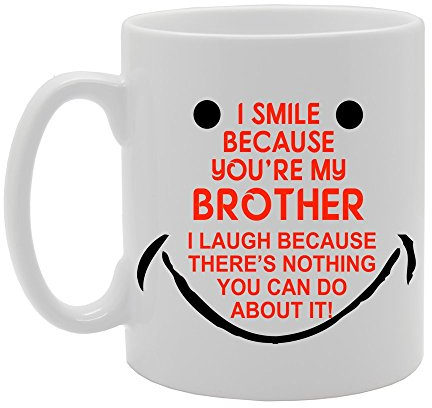 Coralgraph Inc MG1159 I Smile Because You're My Brother Novelty Gift Printed Tea Coffee Ceramic Mug