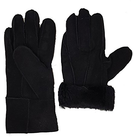 HEITMANN 100% Lammfell Handschuhe Fingerhandschuhe Echt-Leder Damen NEU (XL, Schwarz)