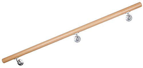 Handlauf Buche, lackiert, Treppengeländer mit stabilen Handlaufhaltern (1.80m)