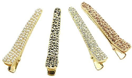 Lurrose 4pcs perla strass becco clip accattivante cristallo ornitorinco pin coccodrillo accessori per capelli per le donne ragazze (Stile casuale)