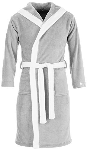 Di Ficchiano Herren MONZA Bademantel mit Kapuze Morgenmantel Herren Nachtwäsche Saunamantel Öko-Tex Standard 100 verifiziert - 5 XL, Taube Ecru